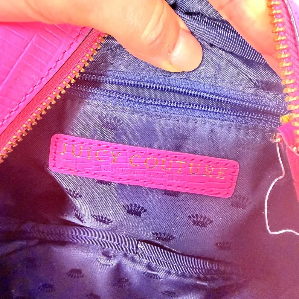 RARE NWT‎ Juicy Couture Pink Purse Camera Bag Leather Lizard Embossed Crossbody